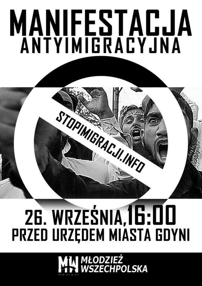 Manifestacja antyimigracyjna - sobota godz. 16:00 - Urząd Miasta Gdynia